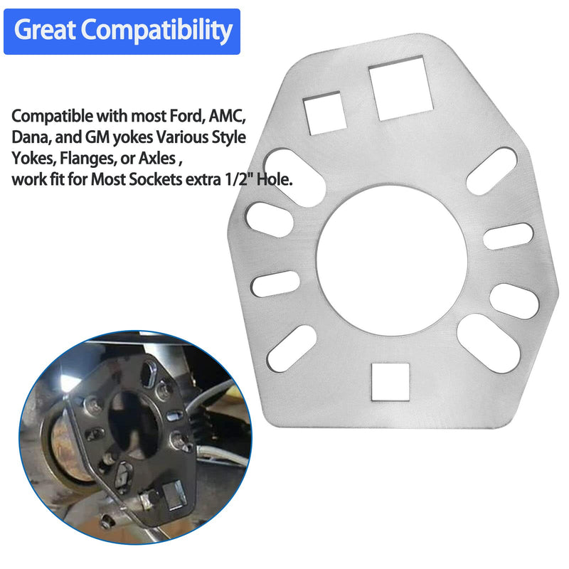 Pinion Holding Tool Holder Yoke Wrench Compatible with Various Style Yokes, Flanges, or Axles Fit for Most Sockets extra 1/2" Hole