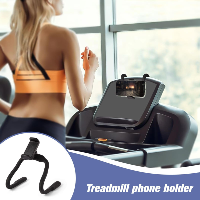 Flexible Phone Holder for Treadmill,Silicone Treadmill Phone Holder for Peloton Bike, Deformable Treadmill Phone Mount Compatible with Most Exercise Bicycle & Treadmill with Screen Black