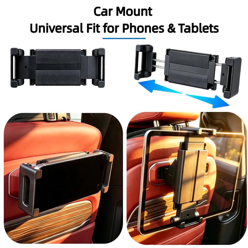 Car Tablet Holder for BMW X3 X5 X6 5/7-Series iX I20 G05 I5 G06 G60 G61 G70 G45, BackSeat Tablet Headrest Mounts 360° Rotation Strong Gravity Clamp Trip Travel Essentials Accessories for phones, Black