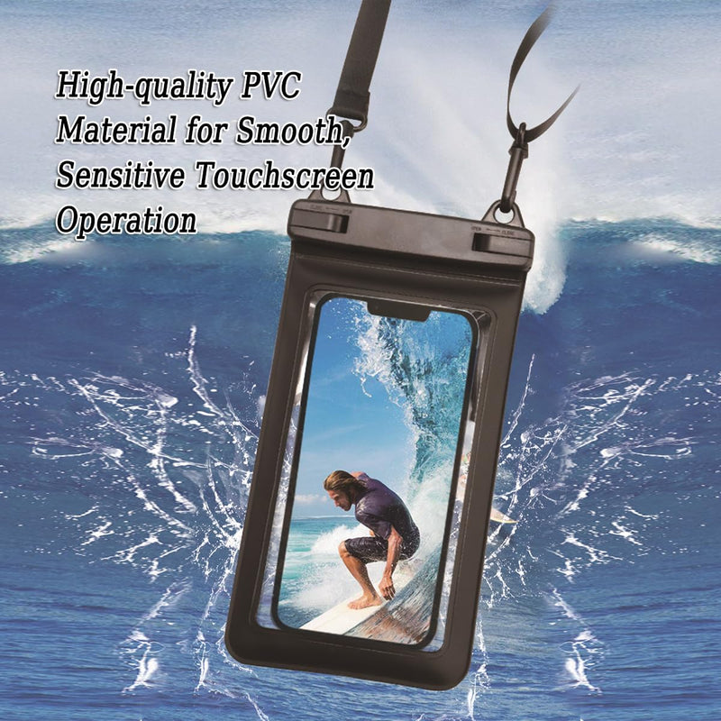 Waterproof Phone Pouch, IPX8 Waterproof Phone Case for iPhone 17/16/15/14 Pro Max, Cell Phone Dry Bag for Beach & Cruise Essentials, Touch Screen, Lanyard Included, (Fits Up to 7.5”) (White) White