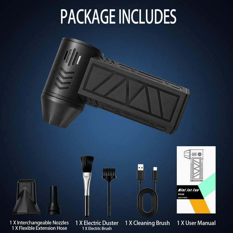 Compressed Air Duster, 130000 RPM Electric Air Duster, for Keyboard, Car | 4-Speed Adjustable Rechargeable Blower Gun, Portable and Reusable Air Blower for Computer and Cleaning Fallen Leaves