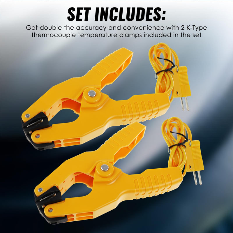 2 PCS Temperature Clamp HVAC K-Type Thermocouple Thermometer Lead Probe Pipe Clamp Multimeter Sensor Jaw Clip Plumbing Clamp 2