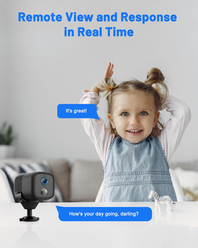 2K Spy Camera Wireless with 5200mAh Larger Battery, Mini Spy Security Camera for Home Security, HD Portable Small Camera WiFi, 160° Wide View, Smart Motion Detection, 33ft Night Vision 1 Pack