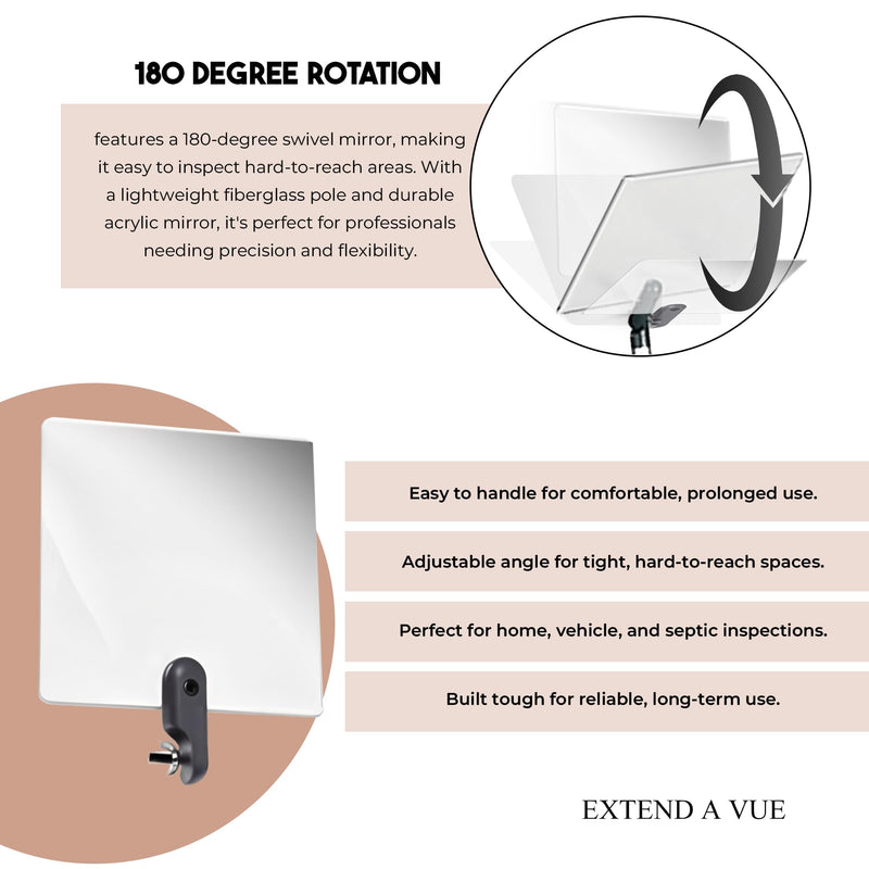 Inspection Mirror Replacement Works with Extend A Vue Extension Poles, 3.5 inch x 6 inch 3.5 x 6 Inch