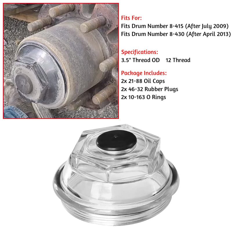 Oil Bath Dust Caps, K71-704-00,Compatible with Dexter 9k-10K 8-415 430 General Duty Axles Built After July 2009, for Dexter 9K 10K 3.5" Threads Trailer Axle Plastic Cover 21-88 Oil Caps,2PCS
