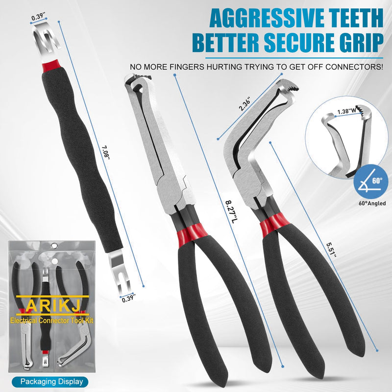 3Pcs Electrical Disconnect Pliers 37960, 60 Degree Electrical Connector Pliers 37980,Electrical Connector Separator 13120, Electrical Wiring, Electrical Plug Disconnect Tools Black(straight+ 60degree+separator)