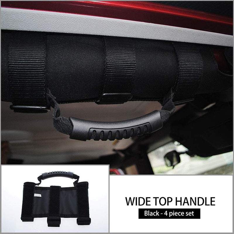 JeCar Roll Bar Grab Handles Grip Handle for Jeep Wrangler CJ YJ TJ JK JK JL JLU JT Sports Sahara Freedom Rubicon & Unlimited 1955-2020 4Pcs (Black) Black