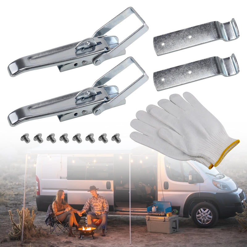 RYANSTAR RACING 2 PCS Utility Trailer Lift Gate Latches with Gloves and Bolts Compatible with RV Camper Caravan Replacement Accessories Trailer Gate Latch Handle Parts