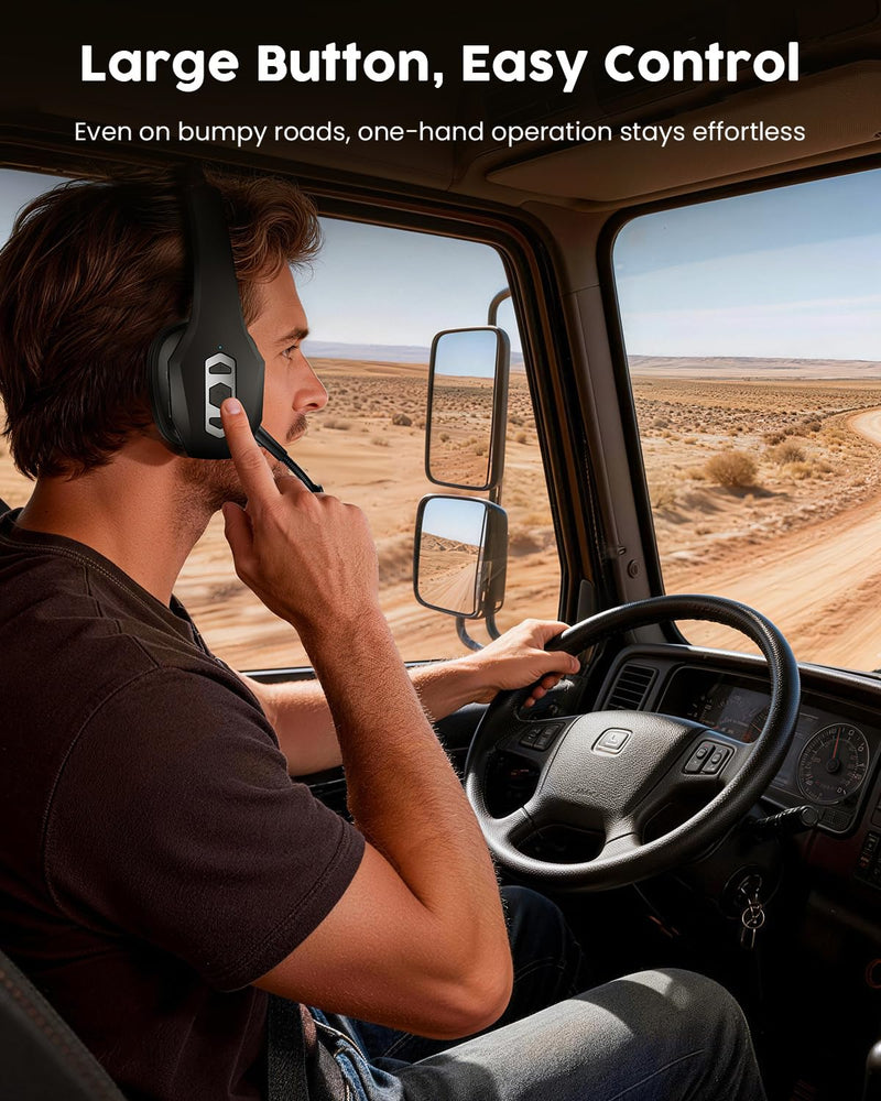 Trucker Bluetooth Headset with Noise Canceling Mic & Mute Button