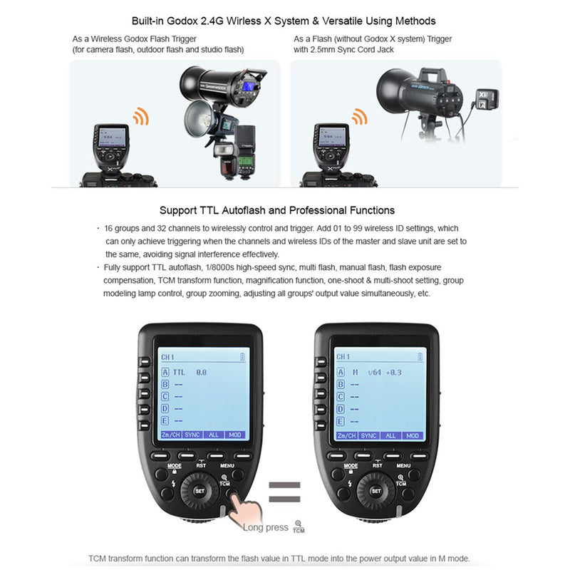 Godox Xpro-O TTL Wireless Flash Trigger 1/8000s HSS for Olympus Pen E-P5, E-PL5, E-PL6, E-PL7, E-PL8, Pen-F Digital Camera, 5 Delicated Group Button, TTL Convert to M Mode