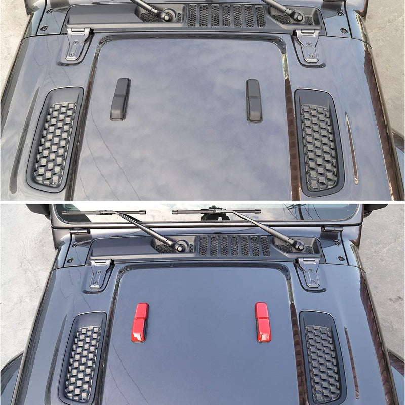 CheroCar JL JT Engine Hood Hinge Cover Decoration Cover Stickers Exterior Accessories for Jeep Wrangler JL 2018-2021, for 2020-2021Jeep Gladiator JT, Red