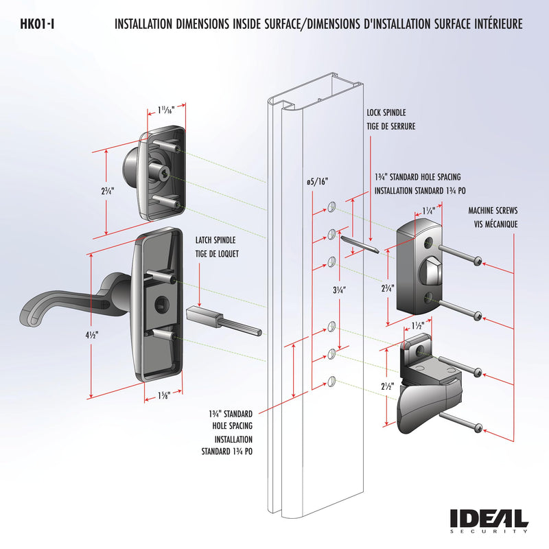 Ideal Security GL Door Lever Set with Keyed Deadbolt Lock for Storm and Screen Doors, Matte Black (4-Piece Set) 4-piece set