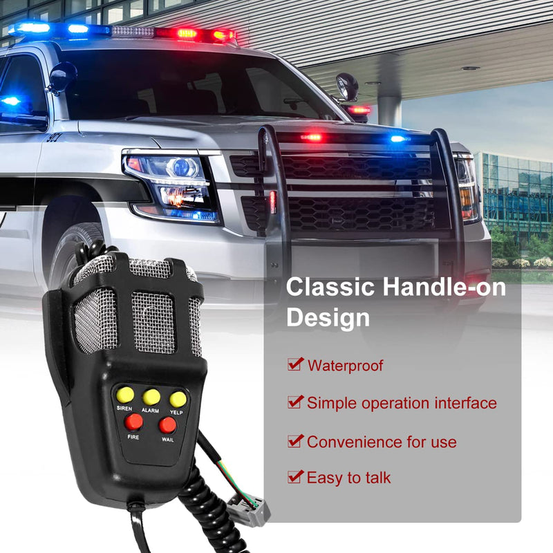 Partol Car Siren Horn 5 Tone Vehicle Siren Speaker with Mic PA Speaker System 12V 100W Emergency Sound Amplifier with Microphone