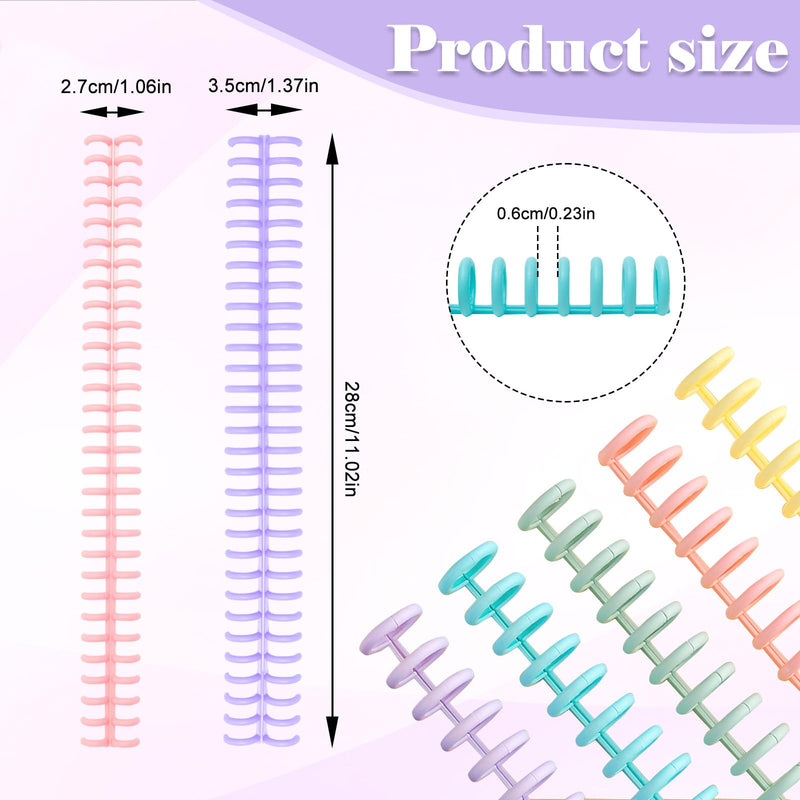 16 PCS Comb Binding Spines, Plastic Spiral Binding Coils, 30 Rings Click Binding Spines for Student Teacher Business Document File Notebook File Making (Colorful) Colorful