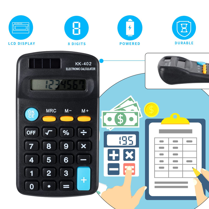 24 Pieces Pocket Size Mini Calculators Handheld Angled 8-Digit Display Calculators Basic Standard Small Accounting Desktop Supplies for Office School and Home 24