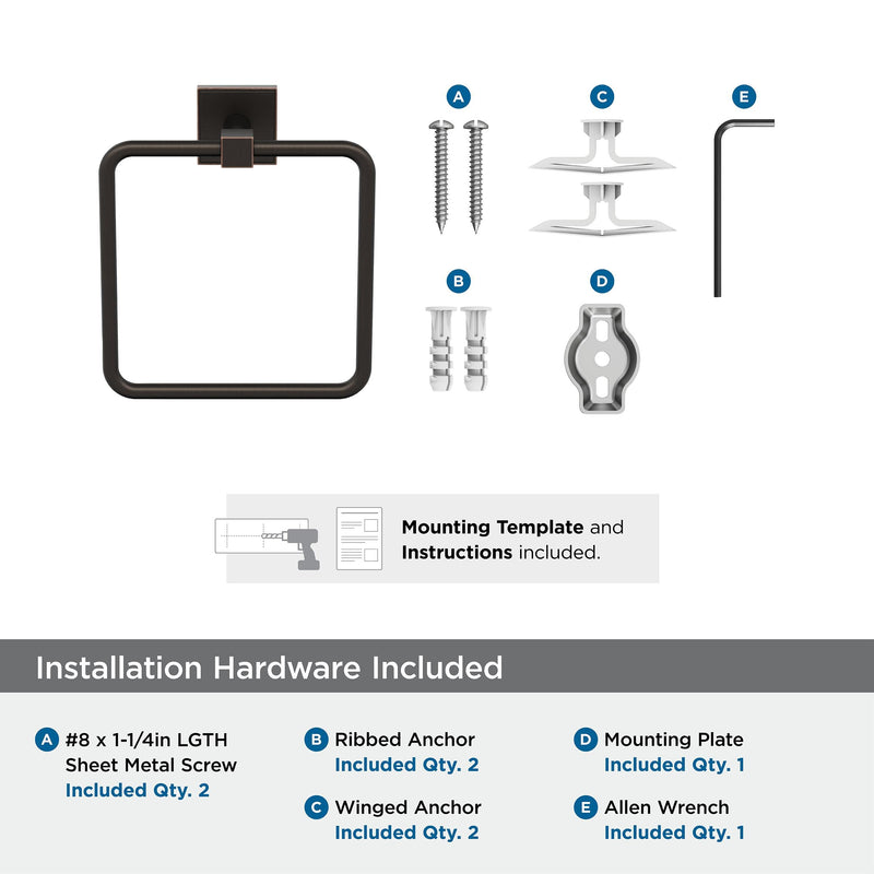 Amerock BH36072 Appoint 7-1/16" Wall Mounted Towel Ring - Oil Rubbed Bronze