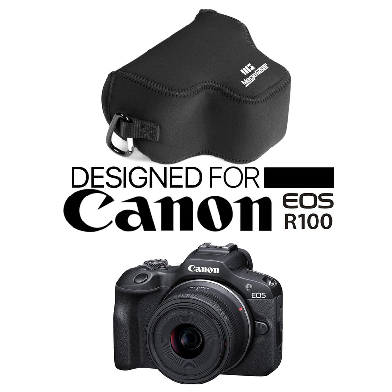 Mega Gear Neoprene Camera Case for Canon EOS R100 (18-45mm)- Stylish and Protective Digital Photography Bag - Black