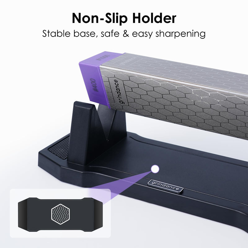 3-Sided Diamond Sharpening Stone 400/1000/8000 Grit Whetstone with Angle Guide, Non-Slip Base, Leather Strop & Glove Premium Knife Sharpener for Kitchen, Hunting & Outdoor