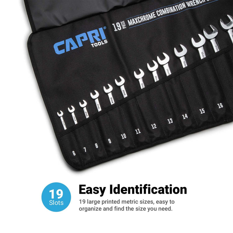 Capri Tools Wrench Roll Up Pouch Standard Pockets Metric / 19 Pockets / Buckle Closure