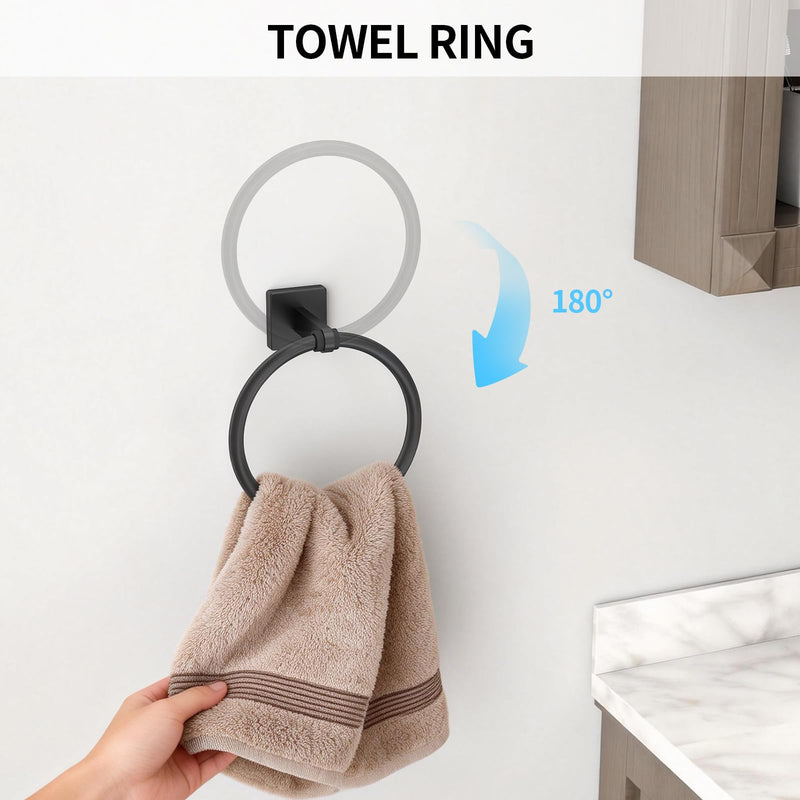 KLJKPA Black Bathroom Accessories Set, 24 inch Towel Racks for Bathroom, Stainless Steel Bathroom Hardware Set, Wall Mounted, 4-Piece