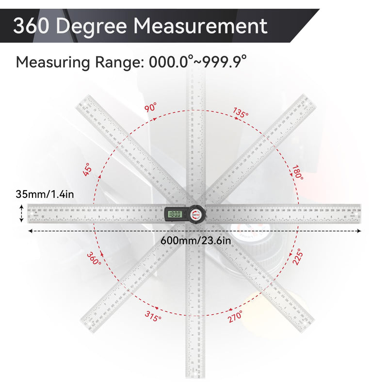 GemRed 82305 Digital Angle Finder Protractor (Stainless steel 300mm) Stainless steel (12inch/300mm)