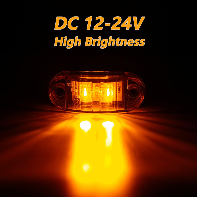 ALFU 10 Pack Amber DC12-24V IP68 Waterproof LED Trailer Lights Kit Front Rear LED Side Marker Clearance Indicators Light for RV Camper Truck Van Caravan Boat 10Amber