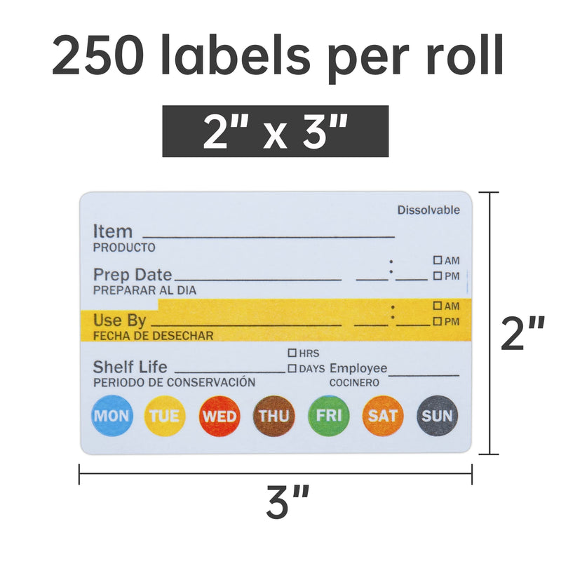  [AUSTRALIA] - L LIKED Dissolvable Label Shelf Life for Food Rotation Use by Stickers 2 x 3 Inch Roll of 250 Labels 2X3 Inches
