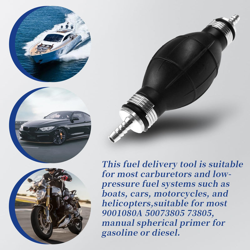 JRL Fuel Pump Fuel Line Hand Primer Bulb 6mm 1/4‘’ inch Rubber fit for Car/Boat/Marine/Motorcycle 9001080A 6mm 1/4 inch
