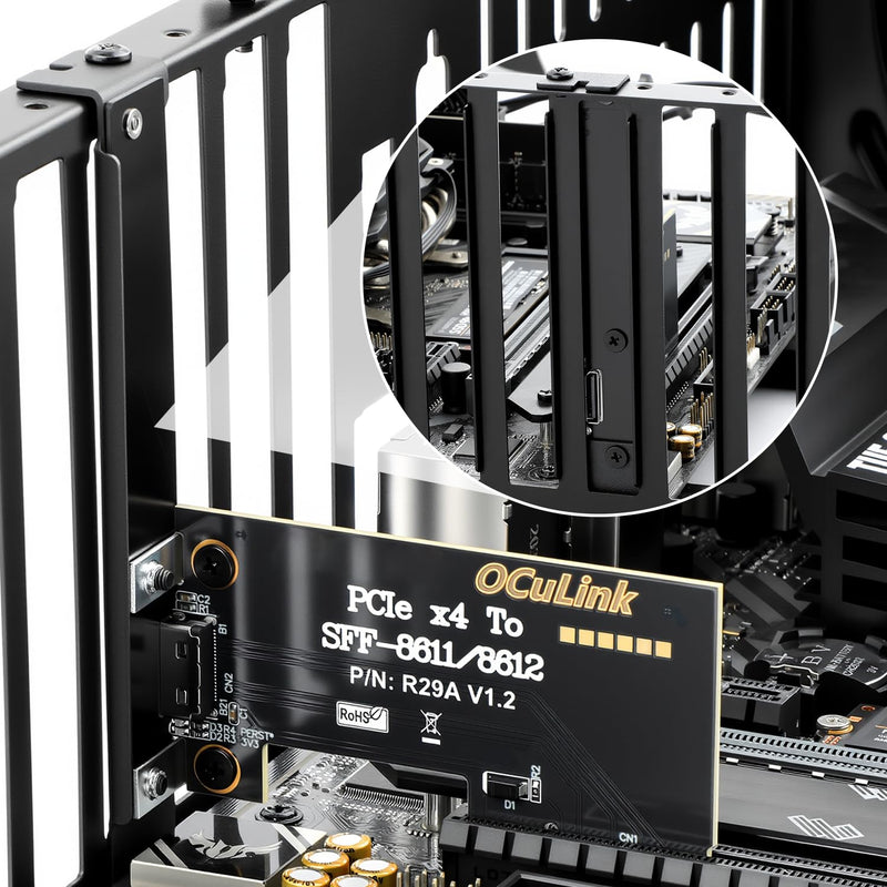 RGEEK PCIe 4.0 x4 to OCuLink SFF-8611 SFF-8612 4i Host Adapter | 64Gbps PCIe Riser Card for External GPU eGPU Video Graphics Cards, Mini PC