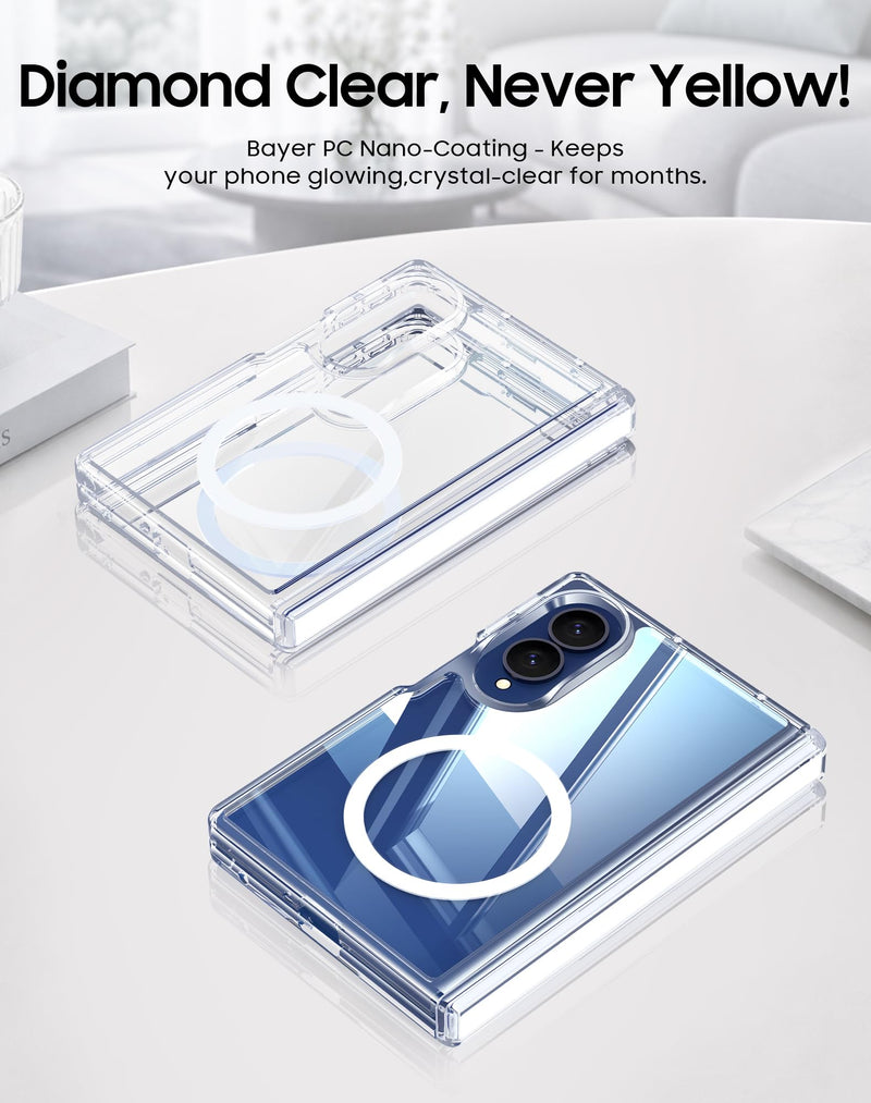 Vizvera for Samsung Galaxy Z-Fold-8 Case Clear with Magnetic Power[Hinge Protection][Slim][Screen Protector] Shockproof Protective Phone Case for Galaxy Z Fold 8(Clear) Samsung Galaxy Z Fold 8
