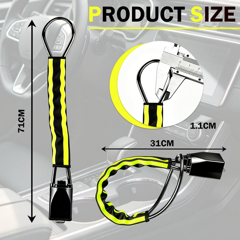 Steering Wheel Lock with Seat Belt Lock – Double Anti-Theft, High Visibility Reflective Strip, 3 Keys, Universal Fit for Cars, SUVs, Vans, Yellow and Black