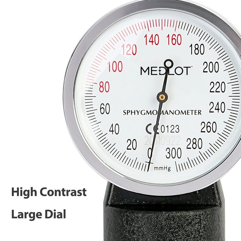 LotFancy XXL Blood Pressure Cuff Manual Adult, Professional Thigh BP Cuff 16"-26", Extra Large Adult Size Sphygmomanometer with Carrying Case and Zero Calibration for Home Use, Nursing Student, Doctor Black XL/XXL Cuff (16”-26”)