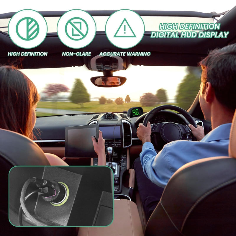 GPS Digital Speedometer for Car MPH Golf Cart Universal HUD Speed Meter with LED Large Font Head Up Display Car Accessories with USB Cable Plug Play for Truck Motor SUV Golf Cart All Vehicles Y06 Speedometer