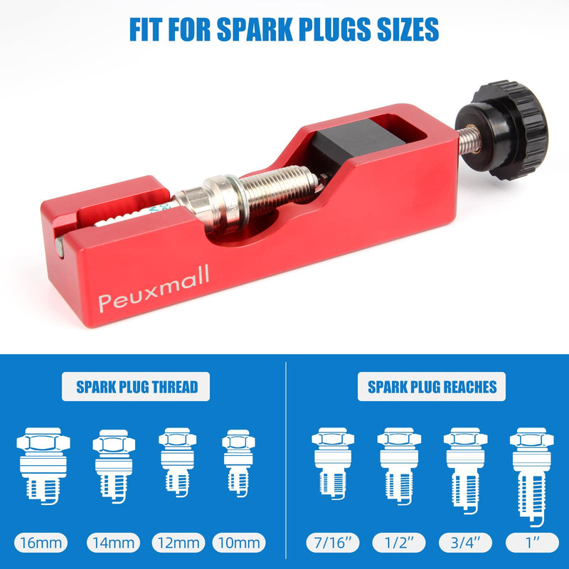 Spark Plug Gap Tool, Spark Plug Gapping Tool with 32 Blade Steel Feeler Gauge, Universal Spark Plug Gap Tool for Most 10mm 12mm 14mm 16mm Spark Plugs (Red) Red