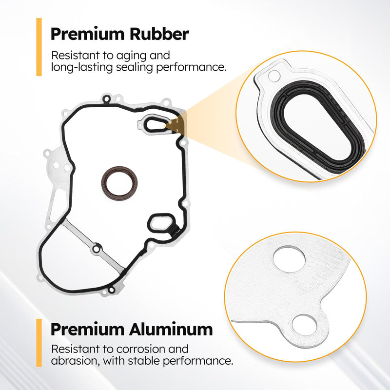 TCS46079 Timing Cover Gasket Set Compatible with 2.0L-2.4L Chevy Cobalt, Equinox, HHR, Malibu,Impala,Orlando,Captiva Sport/GMC Terrain/Buick Regal,Allure, Verano/Pontiac/Saturn Replace# 24435052