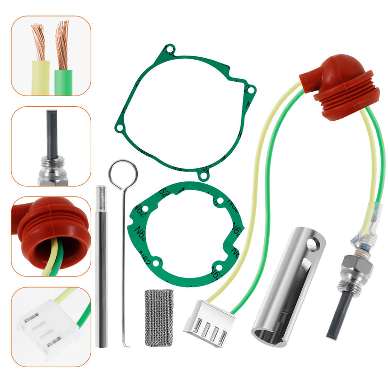 Glow Plug Repair Kit 12V 2KW 5KW 8KW Parking Diesel Heater Glow Ignition Plug Kit with Filter and Removal Fitting Tool Ceramic Air Heater Glow Plug Repair Kit for Parking Heaters