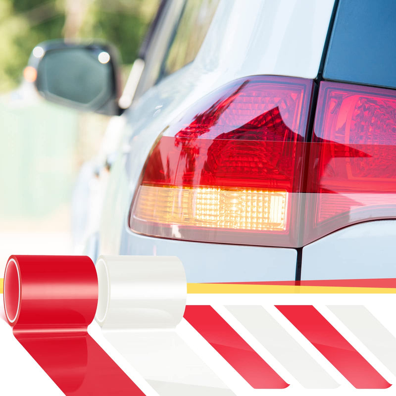 Patelai 16.4 ft x 2 Inches Self Adhesive Repair Light Tape Auto Tail Fog Lights Tint Headlight Lens (Red, Clear, Rolls) Red, Clear