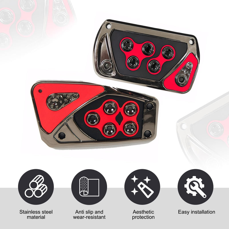 Pack of 2 Car Pedal Covers, Anti-Slip Vehicle Foot Treadle, 2.55In x 5.11In Automatic Pedal Pad, Universal Accessories for Most Cars (Red) 2 PCS Red