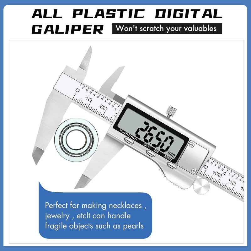 Digital Caliper Measuring Tool, Stainless Steel Vernier Caliper Digital Micrometer with Large LCD Screen, Easy Switch from Inch Metric Fraction, 6 Inch/150mm Caliper Tool for DIY/Household A003