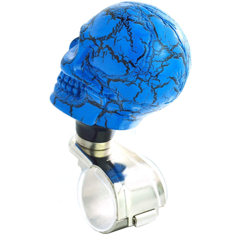 Lunsom Wheel Spinner Knob, Skull Shape Car Turning Driving Suicide Knob Power Handle Control Resin Steering Spinner Turn Aid Helper Fit Most Vehicle, Truck, Tractor, Boat(Blue) blue