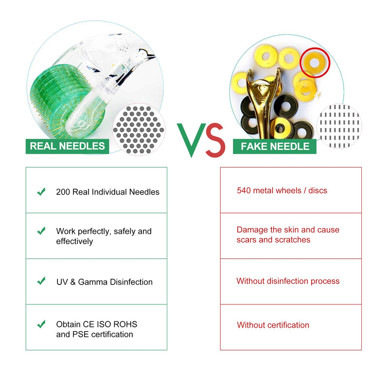 KOI BEAUTY Derma Roller 2.0 – 200 REAL NEEDLE, Professional Microneedling Roller for Hair &Beard Growth at Home, Micro Needling Roller Titanium for Face Body Scalp for Women Men #2.0