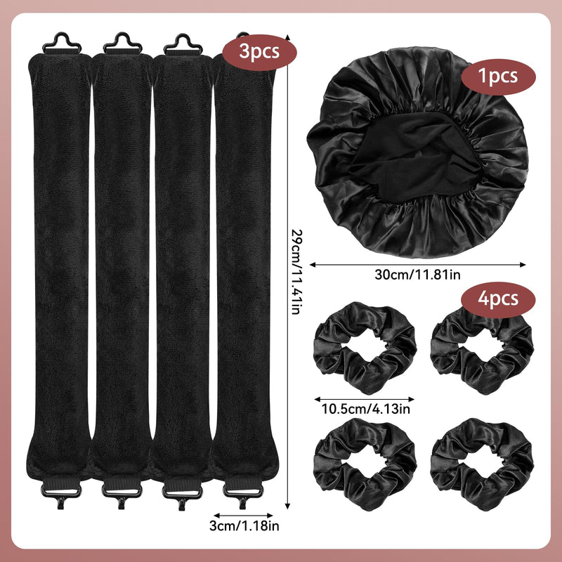  [AUSTRALIA] - 4 Pcs Heatless Curlers, Overnight Heatless Curls, Heatless Curling Rod Hair Rollers for Long Hair, Soft Satin Sleeping Lazy Curler Set for DIY Hair Styling Tools