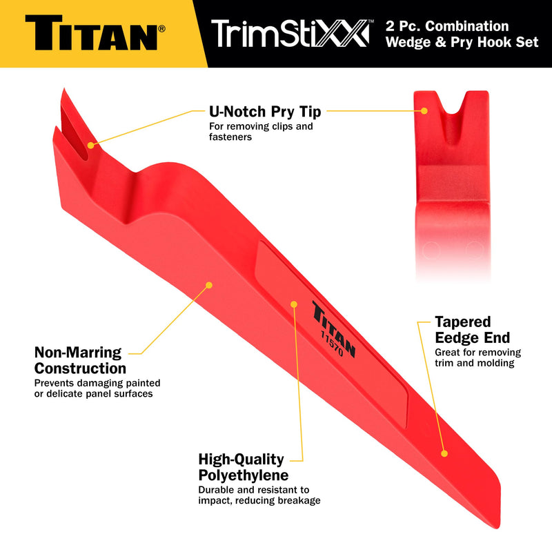 Titan 11568 2-Piece Combination Wedge and Pry Hook Set 2pc Non-marring Wedge and Pry Hook