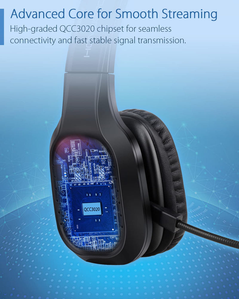 JM100 Trucker Bluetooth Headset with AI Noise Canceling, Wireless Headset with Rotatable Microphone and Big Mute Button, 34 Hrs Talk Time for Trucking, Home Office, Call Center