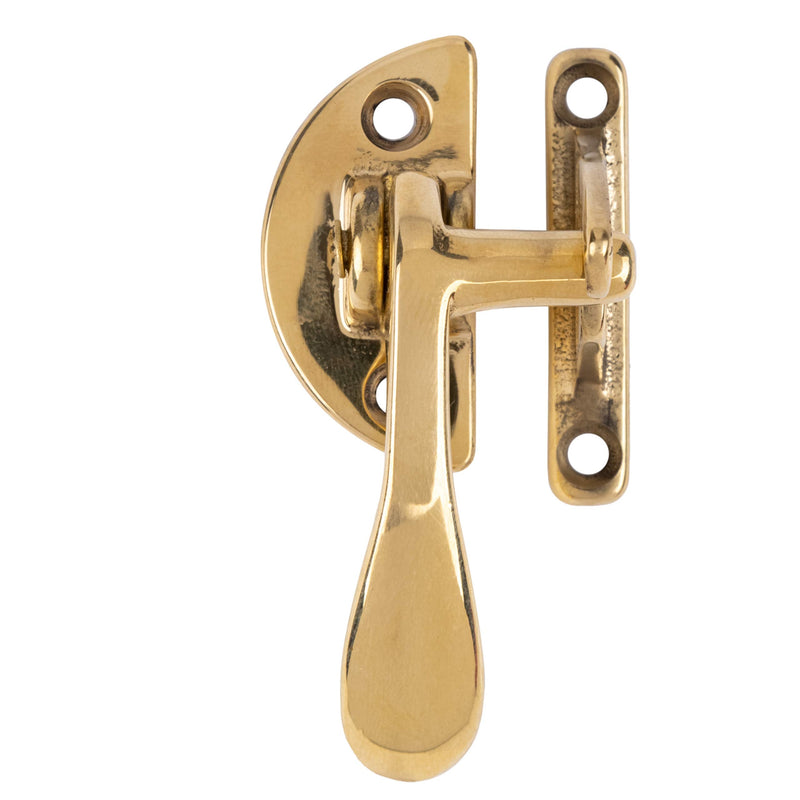 Brass Offset Left Cabinet Door Lever Latch and Catch | Antique Cabinet, Vintage Cupboard, Old Desk Reproduction Hardware | UA-121-HLPB Brass