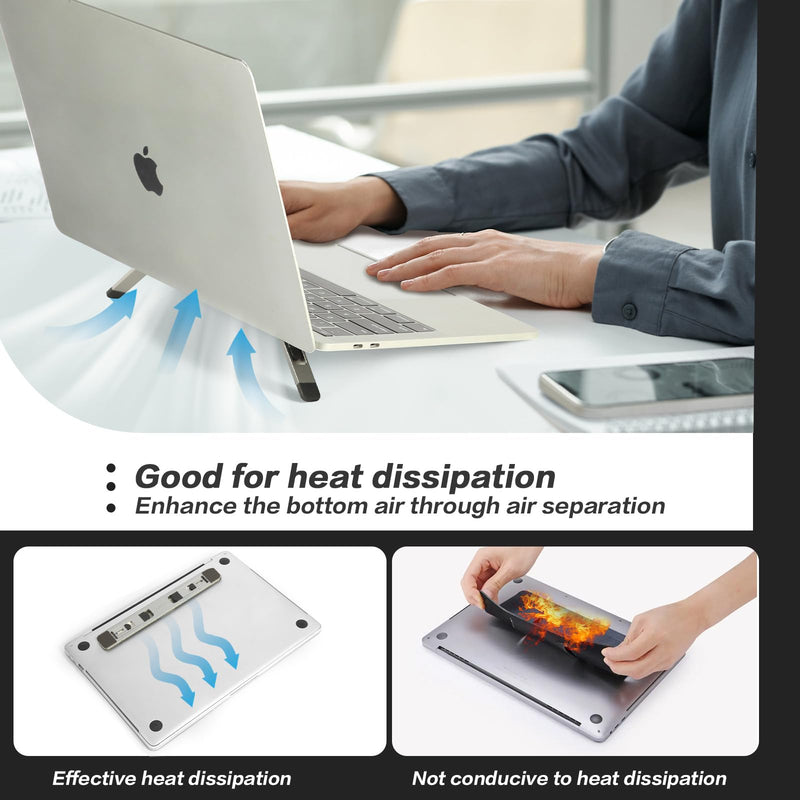 Zupro Laptop Feet,2024 New Model Laptop Stand,Self-Adhesive Foldable Adjustable Heights,Invisible Aluminum Lightweight Notebook Keyboard Riser,Compatible with 10 to17 inch Notebook Computer.(Silver) Silver(New Model)