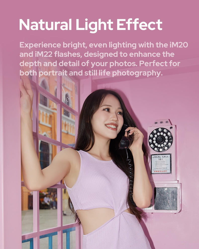 Godox iM22 iFlash Camera Flash and Lightweight Portability Single-Contact Hotshoe Lithium Battery Type-C Charging 440 Full-Power Flashes