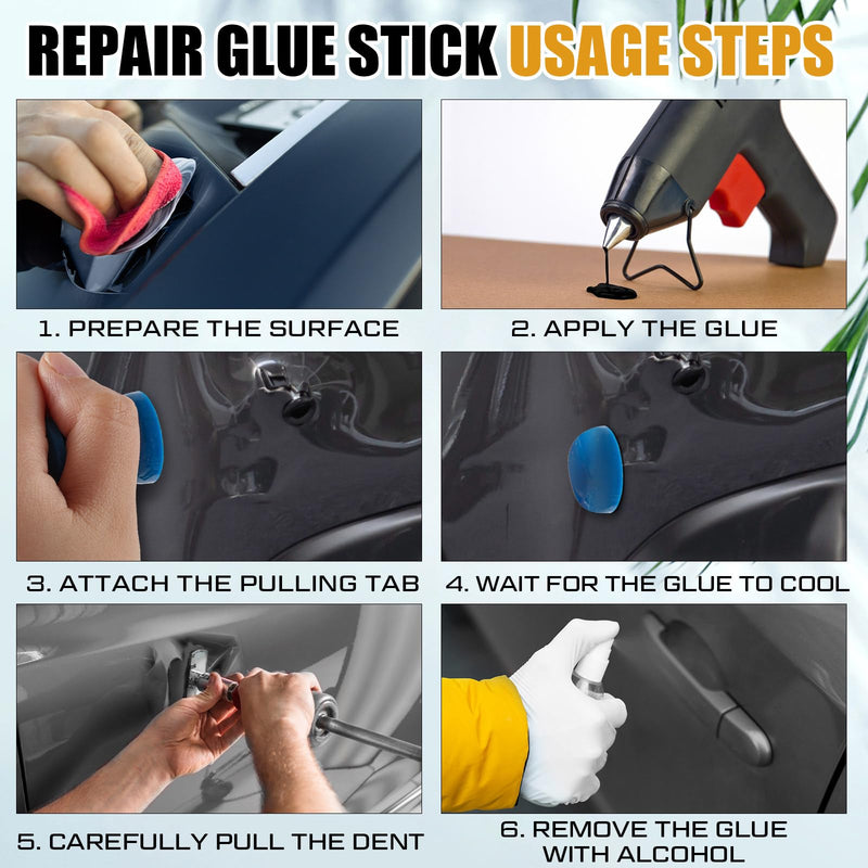 20 Pcs Paintless Dent Repair Glue Sticks PDR Glue Hot Sticks Paintless Dent Repair Tool for Car Restoration Remover Tool Set (Black) Black 20