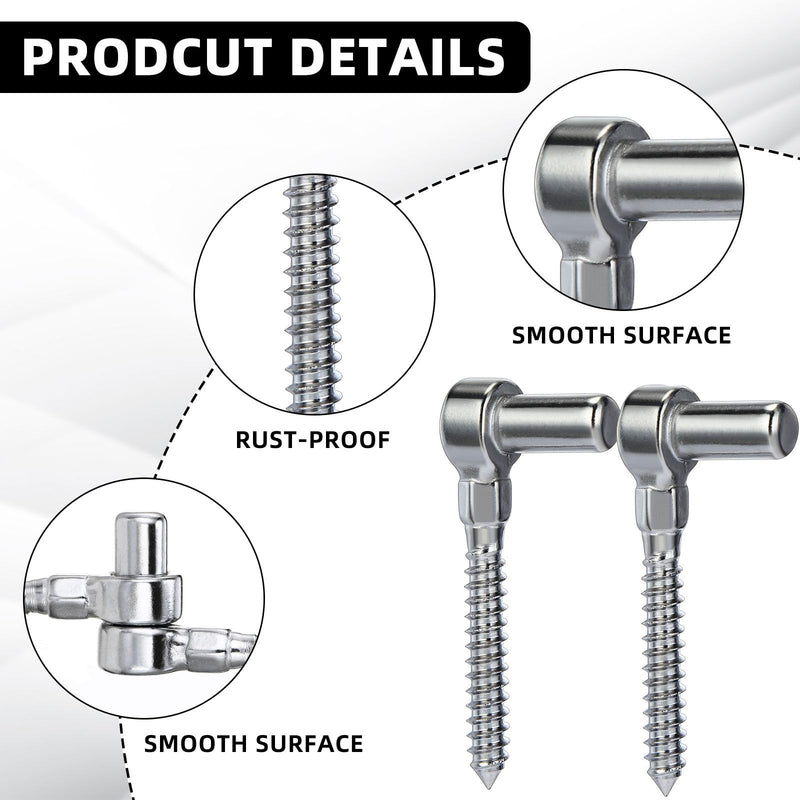 Zonon 4 Pcs Stainless Steel Gate Hinges for Farm Wooden Fences, 4-1/2'' One Piece Molding M16 Screw Eye Hook Hinge Bolts with Hole Dia 5/8 Adjustable Gate Sag (4.33 x 1.97 Inches)