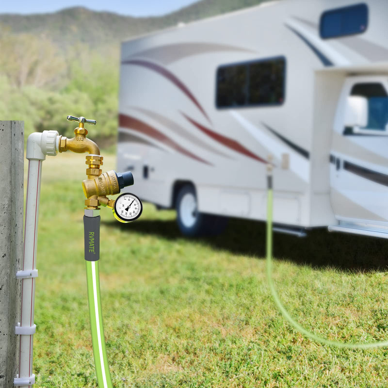 RVMATE RV Water Pressure Regulator, Brass Lead-Free Water Pressure Reducer Kit, Adjustable Valve with Inlet Screen Filter, for Camper Travel Trailer Adjustable 1.0